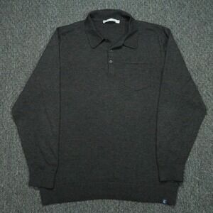 Criquet Sweater Men Extra Large Gray Baby Alpaca Long Sleeve Polo Pullover XL